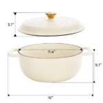 Cast iron 7.5QT cooking pot - Ceramic white - Includes two silicone gloves - Enamel pot - Image 12