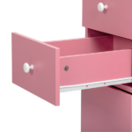 Nail Desk Folding Table, Pink MDF Manicure Station w/ 2 Drawers & 1 Door Cabinet for Nail Art Salon Home Beauty - Image 8