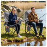 Folding Camping Chair, Heavy-Duty Metal Frame Portable Outdoor Chair with Cup Holder, Insulated Cooler Bag & Side Pocket for Camping Fishing Beach - Gray - Image 8