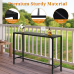 Replace 15354251 55" Outdoor Bar Table with Adjustable Feet, Rectangle Narrow Counter Height Table, Ideal Bar Height Table for Balcony Patio Garden Yard Poolside, Black - Image 5