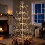6ft White PVC Metal Artificial Christmas Tree with Snowflake Topper, No Extra Ornaments, Daily Decor Tree - Image 11