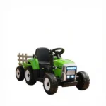 12V Green Toddler Electric Ride-On Tractor – 25W Dual Drive Motors, with Hauling Trailer, Parental Remote, Built-in Music Player, Ignition Startup Sound, Horn & Bright LED Lights - Image 2