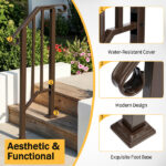 Handrails for Outdoor Steps, Iron Handrail Fits 1 Step, Transitional Handrail with Installation Kit, Copper - Image 5