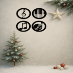 CIFbuy Vintage Music Themed 4 Piece Wall Art Decor Set Elegant Black iron Frame Gift for Music Lovers (TikTok, temu pick-up service) - Image 6