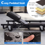 4 Level Adjustable Backrest Mechanic Rolling Creeper, Heavy Duty 6 Swivel Casters Garage Repair Cart with Thick Comfort Padded Cushion - Image 6