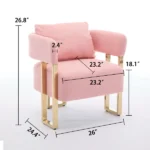 TS Modern decorative chair, living room side chair with gold metal legs, no wheels, suitable for dressing area, reception room, office,Teddy fleece upholstered metal foot sofas 2PCS Pink - Image 3
