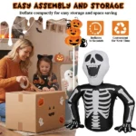 6ft Half-Skull Inflatable Decoration with 3 LED Lights, Black and White, 1000mA, 12V (US Standard) - Image 6