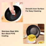 Electric Hot Pot Non-Stick Frying Pan Portable Rapid Noodles Cooker with Long Handle Steamer Spatula Dual Power Control Overheat Dry-Boil Protection for College Dorm Room Essential - Image 6