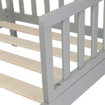 Wooden Baby Toddler Bed Children Bedroom Furniture with Safety Guardrails Gray - Image 9