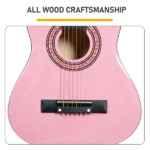 Light pink 30-inch Round Acoustic Guitar with Picks, Strings, Capo, Case, Tuner, and Strap - Image 8