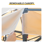 3.3x12.5FT Double Top Grill Gazebo, Khaki Polyester BBQ Canopy with Adjustable Side Sunshades, Black Powder Coated Folding Frame, Dual Mesh Trays & Carry Bag - Image 15