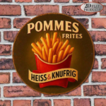 CIFbuy Vintage Pommes Frites Aluminum Sign 8x8 Inch Round French Kitchen Decor, Retro Cafe Bar Restaurant Wall Art, 2D Flat Metal Plaqu TikTok, TikTok, cor, Self-pickup Logiopics - Image 6