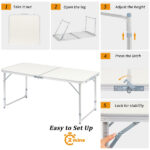 120 x 60 x 70 4Ft Portable Multipurpose Folding Table White - Image 17