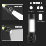 10Pcs Mini Zoomable LED Flashlight USB RechargeableCamping Hiking Flashlight Work light (US Logistics For USPS/DHL/Fedex/UPS. No designated logistics accepted TK/TMEU only For self-pickup - Image 2