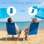 1 Pack Heavy Duty Steel Beach Chair with Umbrella, XL Size 15" Seat Height Royal Blue, Oxford Cloth with Support Bar, Single Position Adjustable, 120kg Load - Image 11