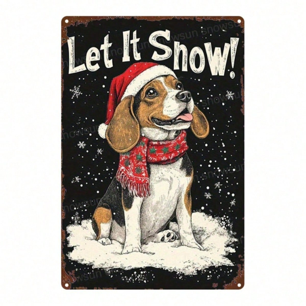 CIFbuy Vintage Metal Sign 2D Flat Christmas Beagle Snow Scene Wall Decor,8X12 Inch Retro Art Plaque Ornament,Home Office Indoor Outdoor TikTok, TikTok, door Self-pickup Logiopics