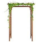 [Same Code 70748191]152*60*215cm Beautiful And Practical Flat-Topped Wooden Arch Garden Arch Dark Brown