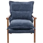 Cloud Shaped Indoor Leisure Chair with Solid Wood Armrest & Solid Wood Frame, Chenille Fabric Accent Chair with Lumbar Pillow, Single Sofa Chair Slate Blue - Image 8