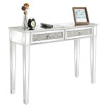 106*38*76cm Modern Mirror Two-Pump Computer Table Silver - Image 12