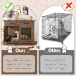 44.48" Large Dog Crate Furniture, Indoor Wooden Dog Kennel End Table with 2 Storage Drawers and Rotating Bowls, Decorative Pet Cage Dog House for Medium Dogs,Brown - Image 3