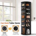 7-tier, 360° rotating wood-plastic composite shoe rack, 60*60*184cm, black - Image 7