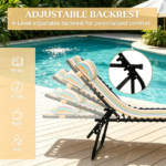 Striped 2 Folding Outdoor Lounge Chairs – for Beach Camping Use, Pillow, Mesh & Bungee Seat - Image 5
