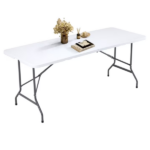 6FT Folding Picnic Table for Outdoor, Portable Fold-in-Half Plastic Dining Picnic Party Table with Carrying Handle(Shipment from Walmart) - Image 3