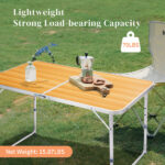 4Ft Portable Multipurpose Folding Table wood grain color - Image 12