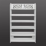 Wood-plastic Board Six Tiers Carved Shoe Rack White B - Image 11