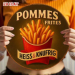 CIFbuy Vintage Pommes Frites Aluminum Sign 8x8 Inch Round French Kitchen Decor, Retro Cafe Bar Restaurant Wall Art, 2D Flat Metal Plaqu TikTok, TikTok, cor, Self-pickup Logiopics - Image 2
