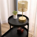 2-Tier Black Side Table with Storage Sofa Table for Living Room Metal Frame & Wooden Desk End Table - Image 8