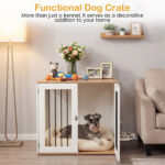 Furniture Style Dog Crate with 360° Rotating Feeder & 304 Stainless Steel Bowls, Double Locking Indoor Dog Kennel - Image 7