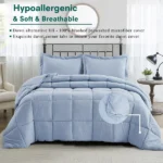 3 Piece Pre Washed Down Alternative Comforter Set with 2 Shams(TEMU&TK )