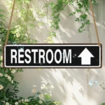 CIFbuy Rustic Wooden Bathroom Sign 4x16 Inches Wall Decor Plaque For Park Community Farmhouse Home Commercial Use (TikTok, temu pick-up service)