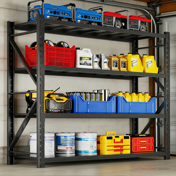 Heavy Duty Garage Shelving Units 64.5"H"67"W 21.6"D, 4-Tier Steel Adjustable Metal Storage Shelves,3000 lbs Industrial Rack for Garage Organization,Basement,Warehouse,Workshop,Utility Shelving for Tools