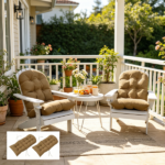 2-Pack Khaki Tufted High Back Chair Cushions Set Non-Slip Patio Furniture Pad for Outdoor Living Space Only seat cushion - Image 8