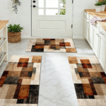 Three-piece kitchen rug set, non-slip and washable, abstract pattern kitchen hallway rug, soft and comfortable, suitable for sinks, floors, entrances, hallways and bathrooms. - Image 9