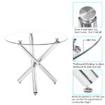 90*90*75cm Round Glass Dining Table Transparent Glass Table Leg Cross Design - Image 2