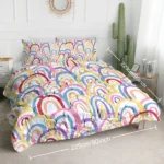 Rainbow Comforter Set Queen Size, Pink Comforter Bedding Set Yellow Sun Red Flower, 3 Piece, 1 Comforter (90"x90") and 2 Pillow Shams (20"x36") - Image 6