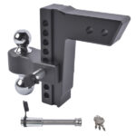 Fits 2.5" Receiver Aluminum Trailer Hitch Adjustable 8" Drop/Rise 2" & 2-5/16" Balls 18500LBS w/2 Locks - Image 3
