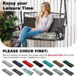 Outdoor Bench Cushion, 63 × 20 × 4 Inch, Tufted Waterproof Swing Cushion with Ties, for Patio Bench or Window Seat - Image 3