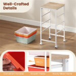 4-Drawer Rolling Storage Cart, Mobile Utility Organizer with MDF Wooden Top (Macaron) - Image 6