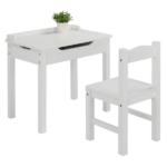 Flip Top Kids Table and Chair Set, Wood Activity Table Set with Storage Space for Arts Crafts, White - Image 10