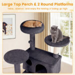 52" Tall Cat Tree Tower with Perches & Condos, Multi-Cat Playground with Scratching Posts (Dark Gray) - Image 8