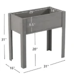 Grey Bed with Legs, Elevated Wooden Planter Box for Outdoor Plants Flowers Fruits Vegetable Herb Growing(31"x31"x16") (Shipment from Walmart) - Image 2