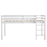 Elevated Cross Bracing Straight Ladder Twin Pine Wooden Bed White - Image 3
