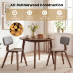Set of 2 Dining Chair Set (Grey&Walnut), Teddy Velvet Upholstery & Plush Padded Design - Image 9
