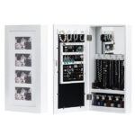 Simple PVC Wood Grain Coating Photo Storage Damp-proof Jewelry Mirror Cabinet White - Image 4