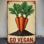 CIFbuy Vintage Carrot GO VEGAN Metal Wall Sign, Rustic Distressed Iron Decor, 8x12 Inch Handcrafted Antique Look, 2D Flat Slogan Plaque TikTok, TikTok, aque Self-pickup Logiopics - Image 8
