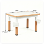Height Adjustable Kids Desk and 4 Chairs Set, Graffiti Wipeable Tabletop Toddler Activity Table with Storage Baskets Natural - Image 7